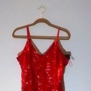 TALENT Red Bodycon Midi Sequin Sleeveless Dress Size:3x